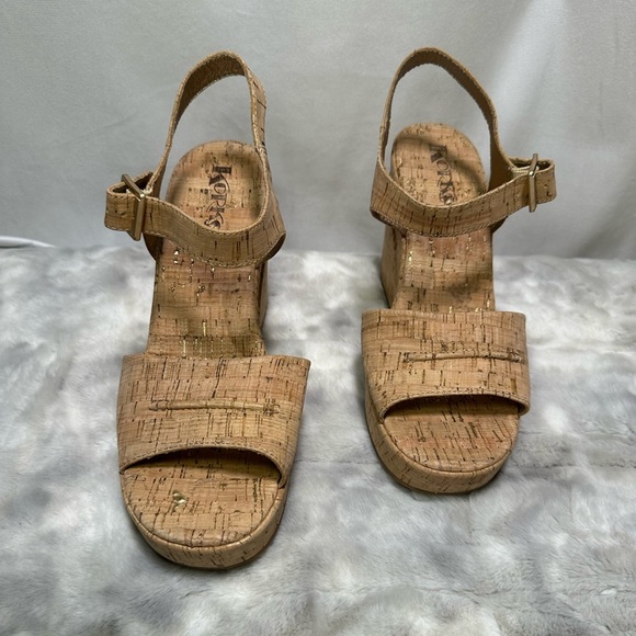New KORKS by Kork Ease Bardot Platform Sandal in Natural Cork Size 10 - Picture 4 of 6